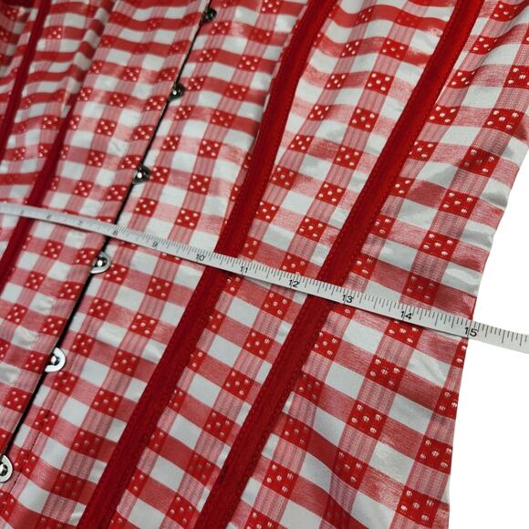 Living Dead Souls gingham halter corset top red & white size XL - Picture 10 of 11